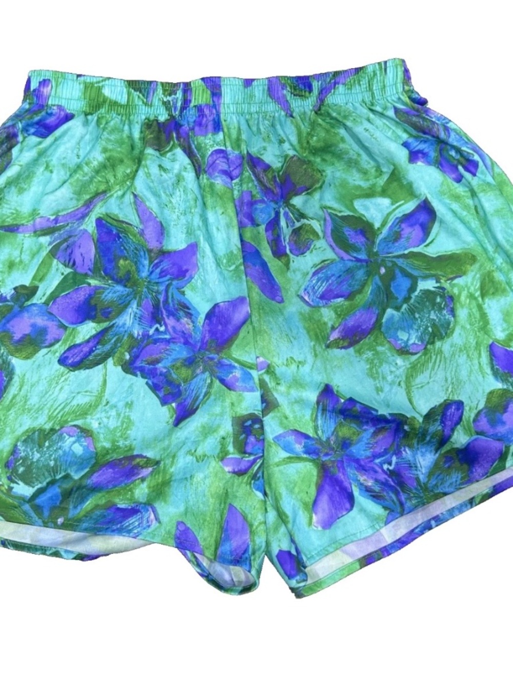 PACIFIC CONNECTIONS VINTAGE 80s/90s Shorts Blue/Green/Purple floral (Size-Large)